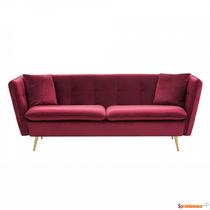 Sofa 3-osobowa welurowa czerwona FREDERICA - Sofy, fotele, komplety... - Toruń