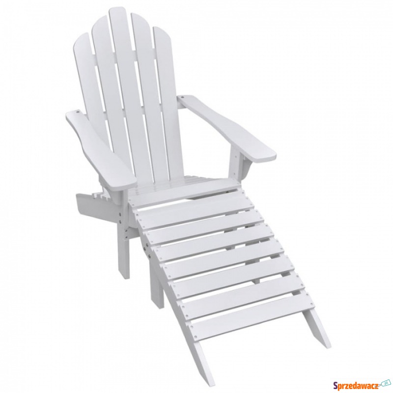 Krzesło ogrodowe z podnóżkiem, drewniane, białe - Leżaki - Grudziądz
