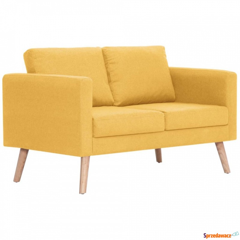 Sofa 2-osobowa tapicerowana tkaniną, żółta - Sofy, fotele, komplety... - Trzebiatów