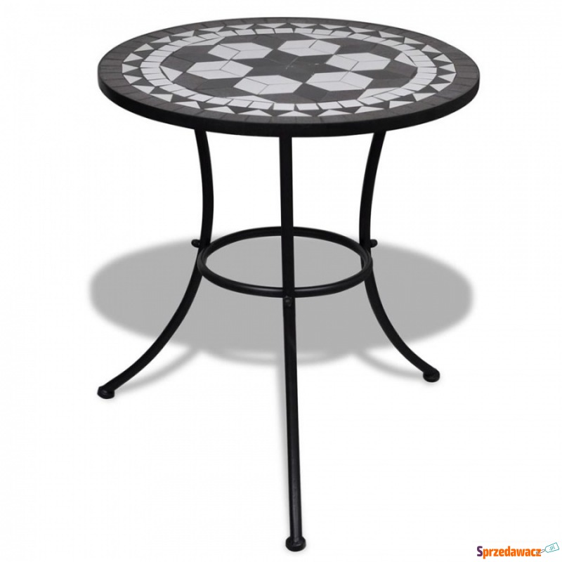 Stolik mozaikowy 60 cm czarno-biały - Stoły, ławy, stoliki - Legnica