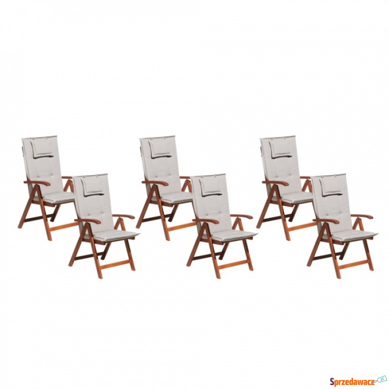 Zestaw 6 krzeseł ogrodowych drewnianych z sza... - Krzesła ogrodowe - Zawiercie