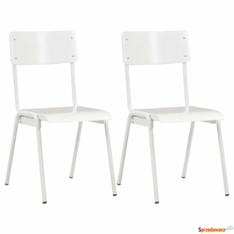 Krzesła do kuchni 2 szt. białe sklejka i stal - Krzesła kuchenne - Czeladź