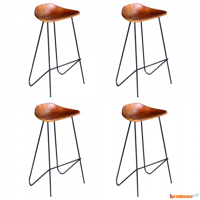 Krzesła barowe 4 szt. prawdziwa skóra brązowe - Taborety, stołki, hokery - Grudziądz