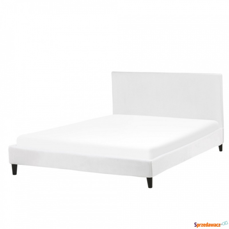 Łóżko welurowe 160 x 200 cm białe FITOU - Łóżka - Jastrzębie-Zdrój