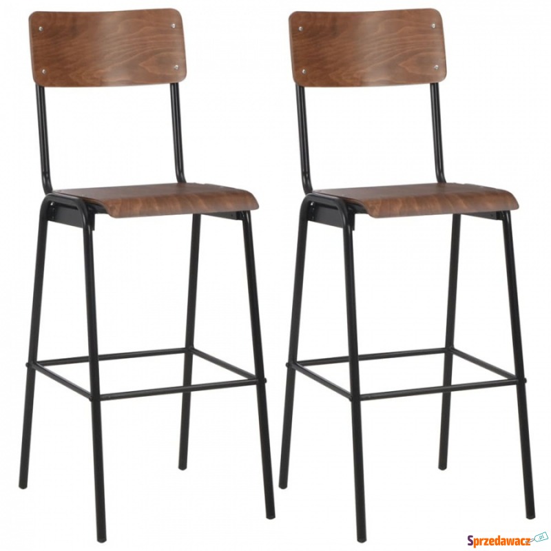Krzesła barowe 2 szt. brązowe sklejka i stal - Taborety, stołki, hokery - Kędzierzyn-Koźle