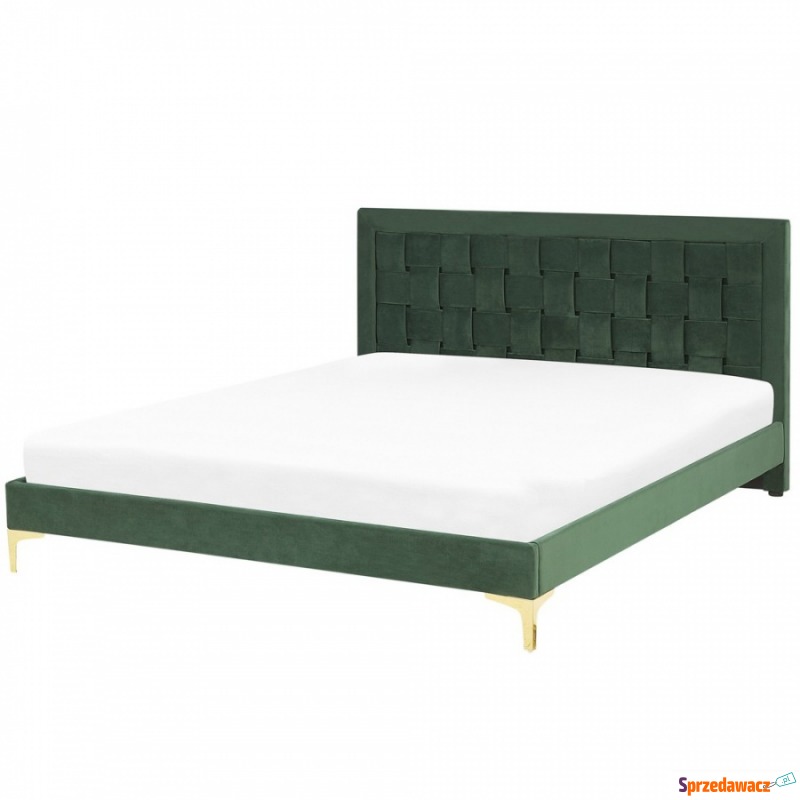 Łóżko welurowe 180 x 200 cm zielone LIMOUX - Łóżka - Żyrardów