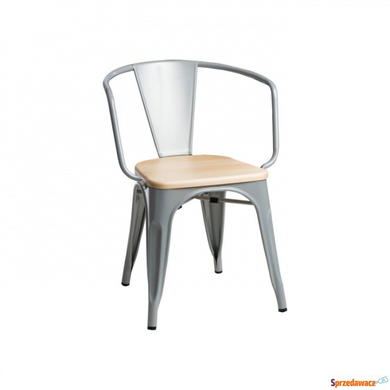 Krzesło Paris Arms Wood D2 srebrne/sosna naturalna - Krzesła do salonu i jadalni - Jawor