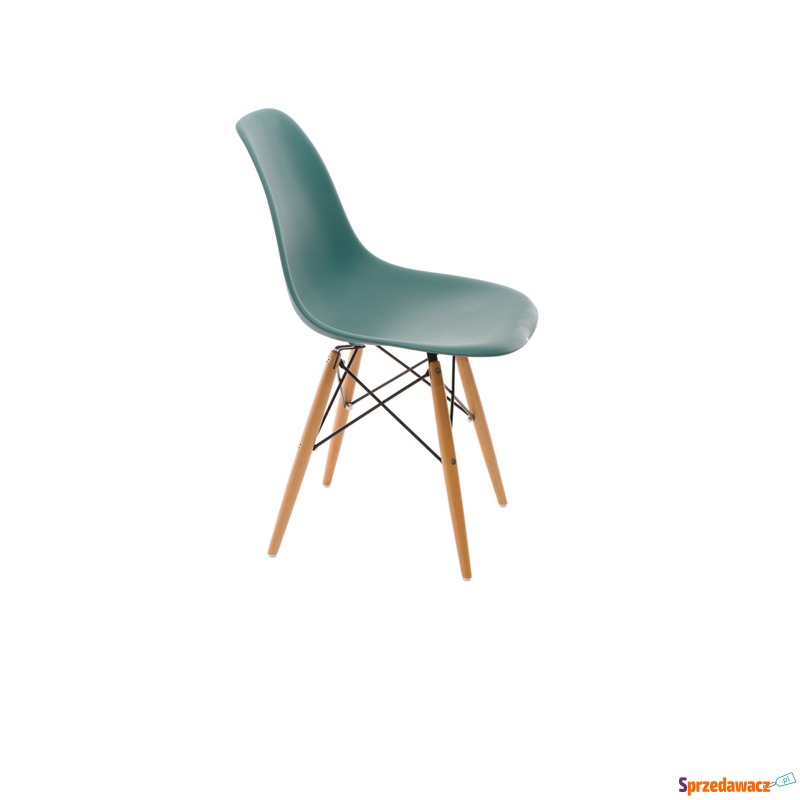 Krzesło P016W PP navy green, drewniane nogi - Krzesła do salonu i jadalni - Namysłów