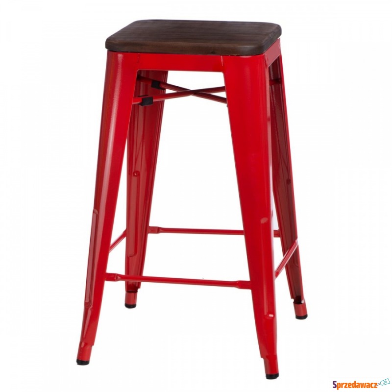 Krzesło barowe Paris Wood D2 65cm czerwone-sosna... - Taborety, stołki, hokery - Miszkowice