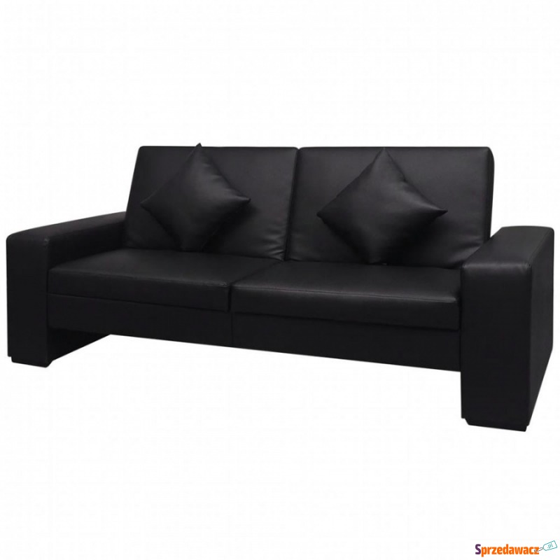Rozkładana kanapa ze sztucznej skóry czarna - Sofy, fotele, komplety... - Świeradów-Zdrój