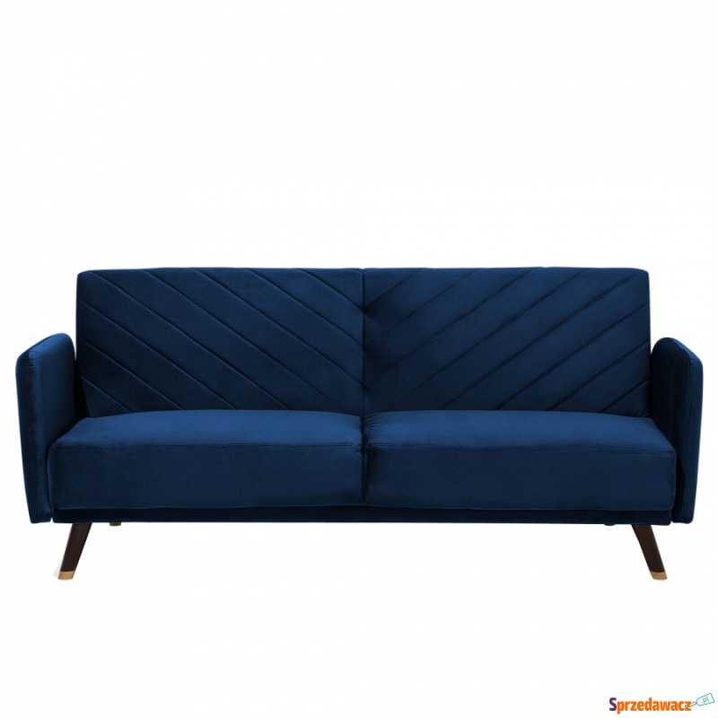 Sofa trzyosobowa welwet niebieska Genna - Sofy, fotele, komplety... - Krotoszyn