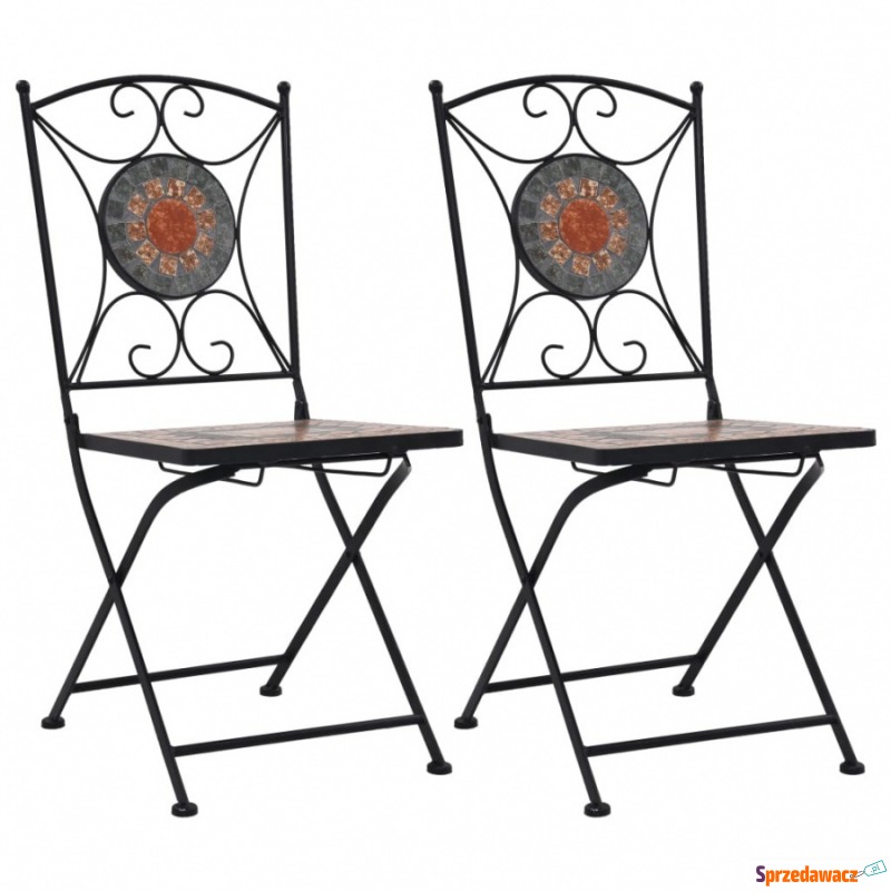 Mozaikowe krzesła bistro, 2 szt, pomarańczowo-szare - Krzesła ogrodowe - Bartoszyce
