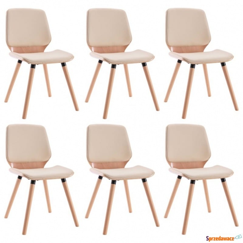 Krzesła stołowe, 6 szt., kremowe, sztuczna skóra - Krzesła kuchenne - Łódź
