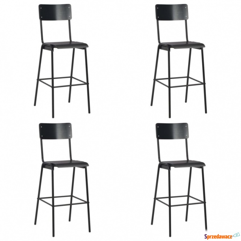 Krzesła barowe, 4 szt., czarne, sklejka i stal - Taborety, stołki, hokery - Kędzierzyn-Koźle
