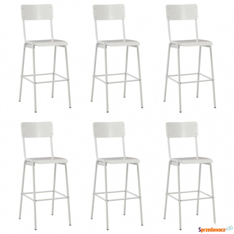 Krzesła barowe, 6 szt., białe, sklejka i stal - Taborety, stołki, hokery - Kłodzko