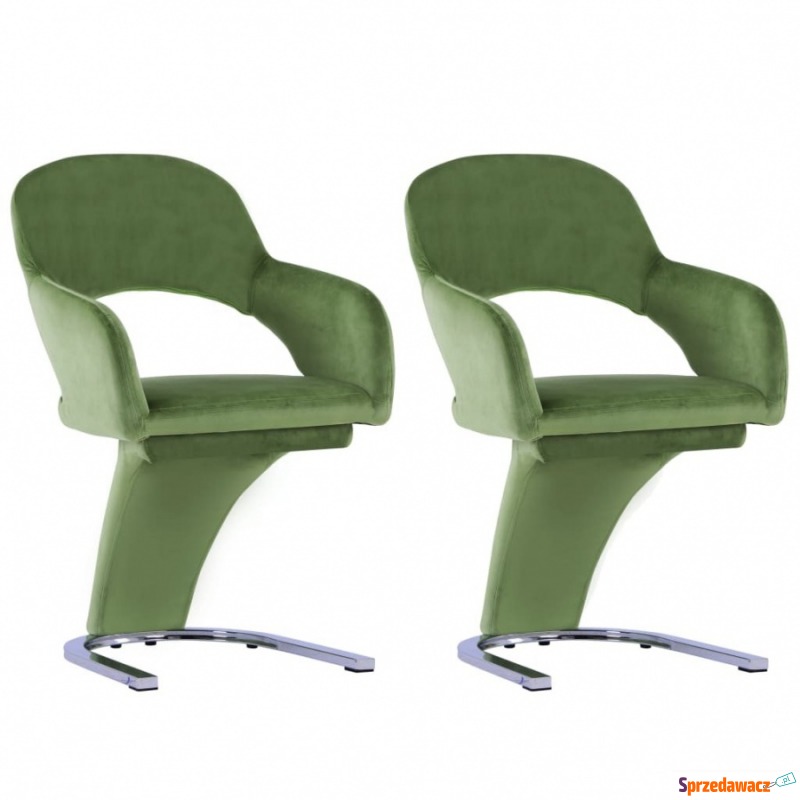 Krzesła stołowe, 2 szt., zielone, aksamitne - Krzesła kuchenne - Tomaszów Mazowiecki