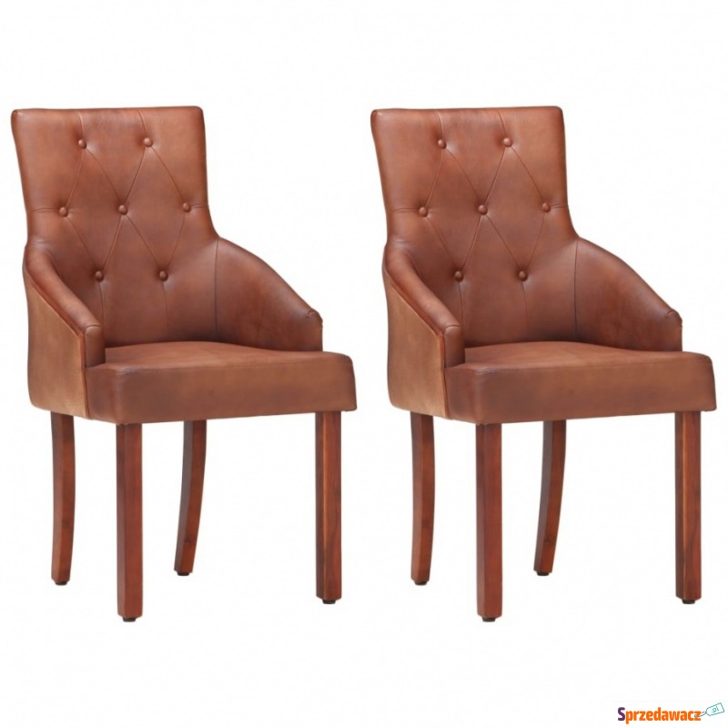 Krzesła stołowe, 2 szt., brązowe, naturalna k... - Krzesła kuchenne - Piekary Śląskie