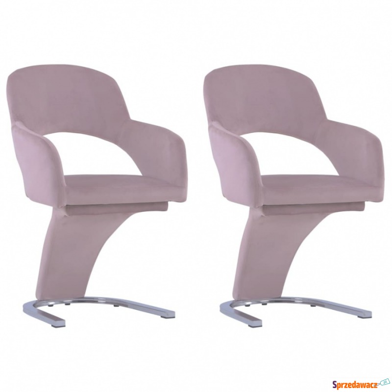 Krzesła stołowe, 2 szt., różowe, aksamitne - Krzesła kuchenne - Starachowice