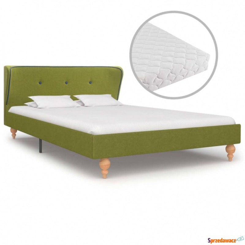 Łóżko z materacem, zielone, tkanina, 120 x 200... - Łóżka - Malbork