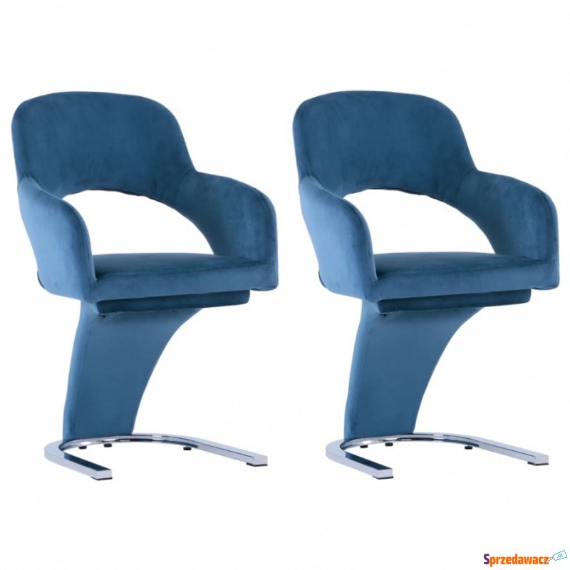 Krzesła stołowe, 2 szt., niebieskie, aksamitne - Krzesła kuchenne - Bartoszyce