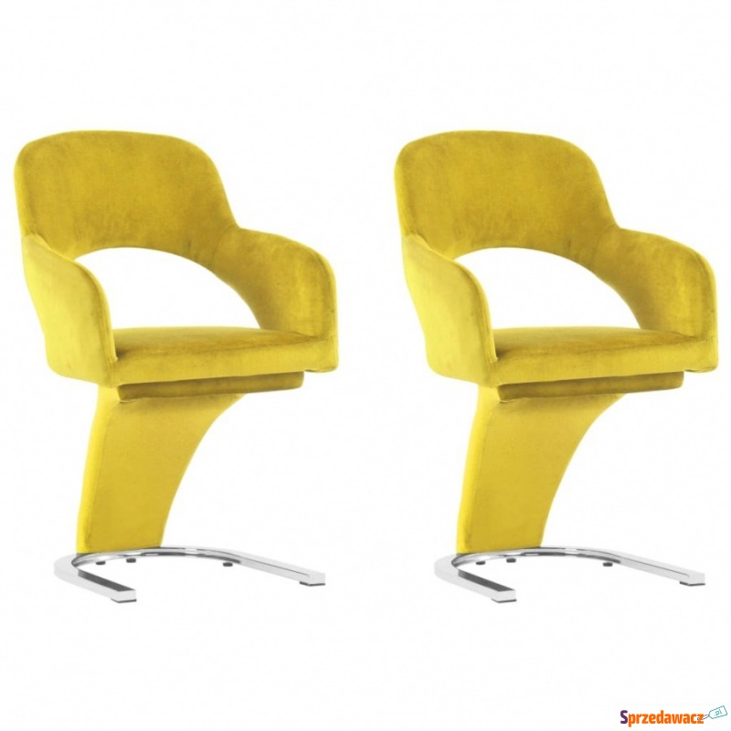 Krzesła stołowe, 2 szt., żółte, aksamitne - Krzesła kuchenne - Chełm