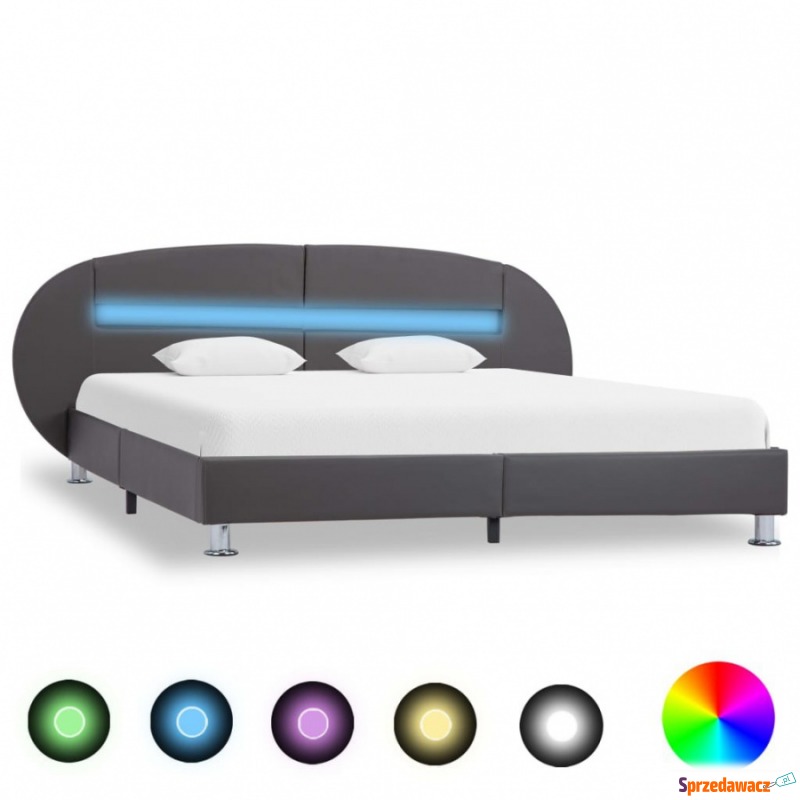 Rama łóżka z LED, szara, sztuczna skóra, 120 x... - Stelaże do łóżek - Jawor
