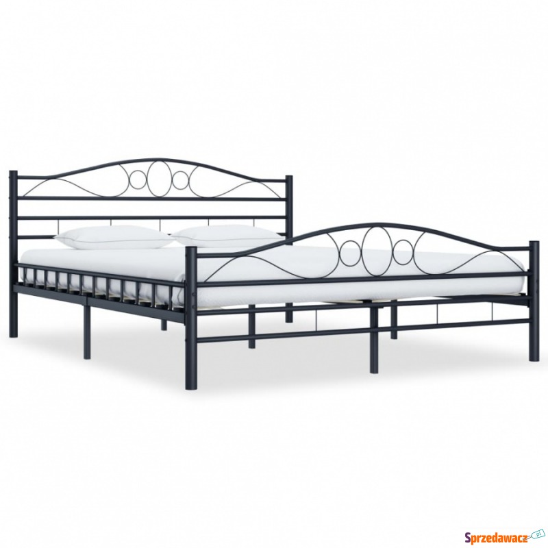 Rama łóżka, czarna, stalowa, 160 x 200 cm - Łóżka - Zaścianki