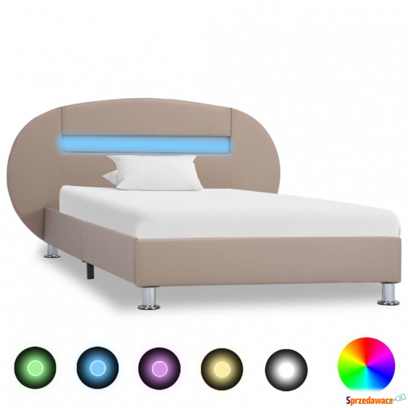 Rama łóżka z LED, cappuccino, sztuczna skóra,... - Łóżka - Nowy Targ
