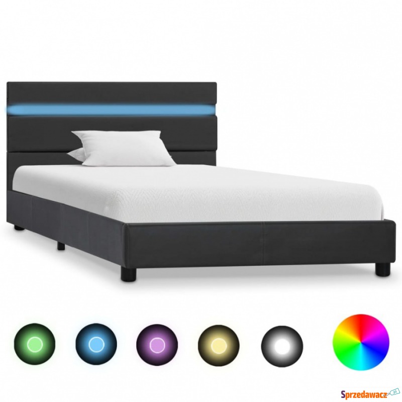 Rama łóżka z LED, szara, sztuczna skóra, 100 x... - Łóżka - Runowo