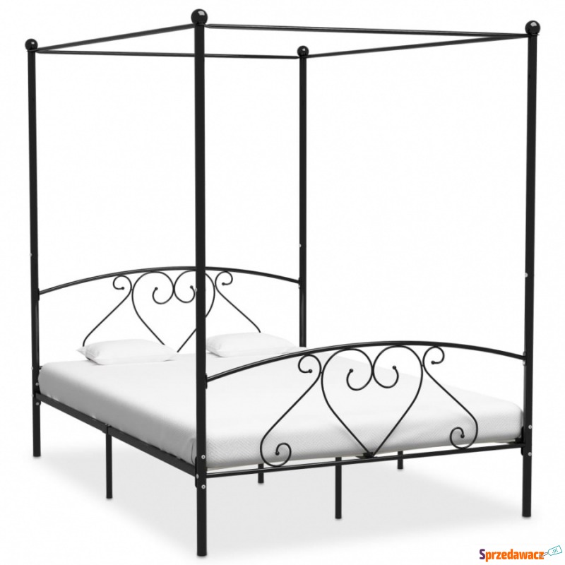 Rama łóżka z baldachimem, czarna, metalowa, 160... - Łóżka - Skarżysko-Kamienna
