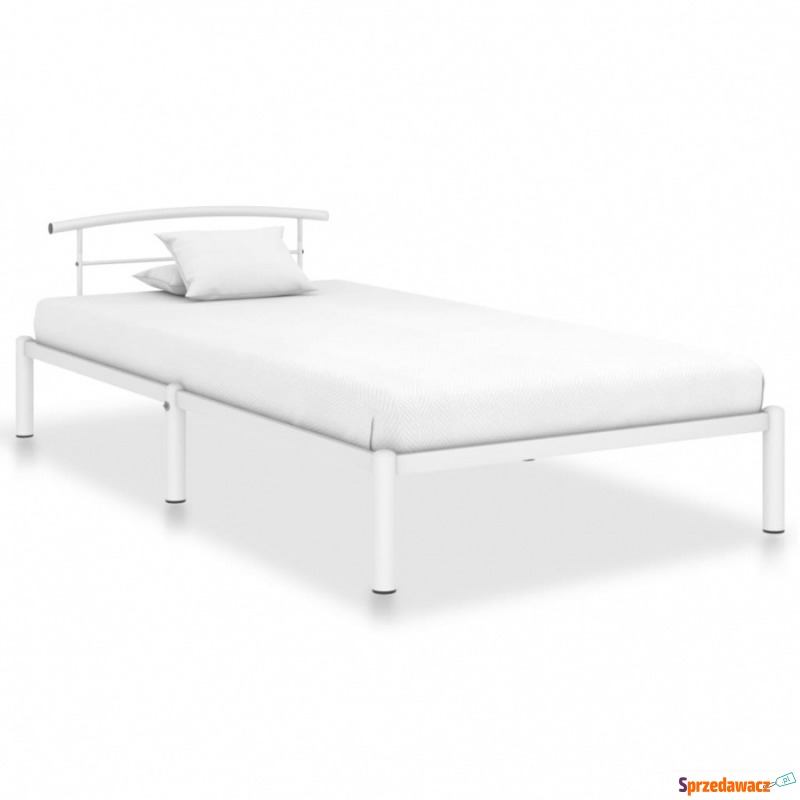 Rama łóżka, biała, metalowa, 100 x 200 cm - Łóżka - Czeladź