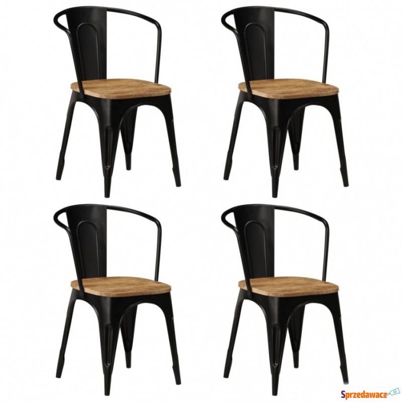 Krzesła do jadalni, 4 szt., czarne, lite drewno... - Krzesła do salonu i jadalni - Ludomy
