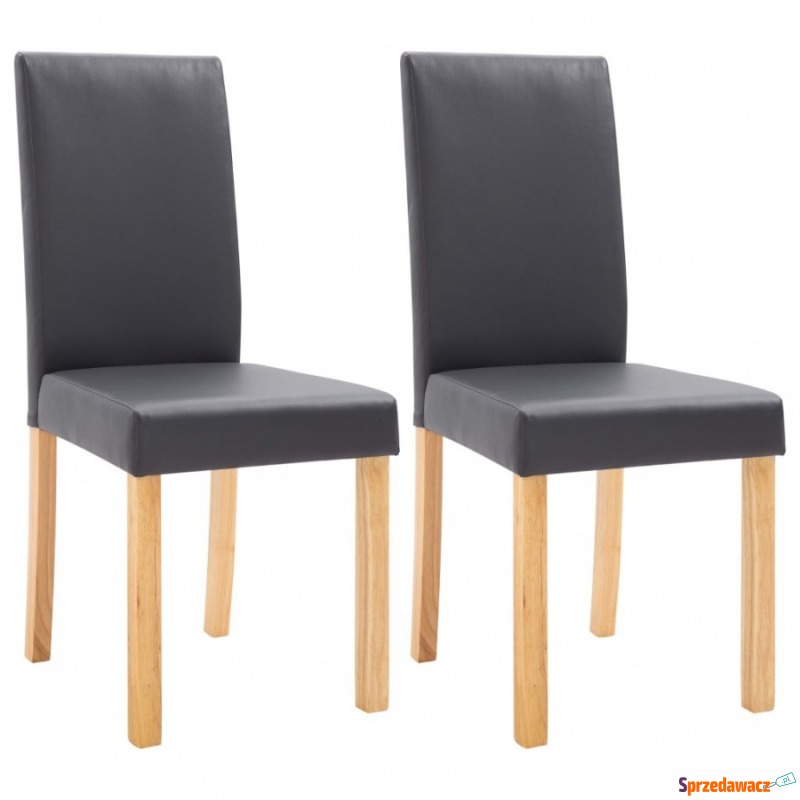 Krzesła stołowe, 2 szt., szare, sztuczna skóra - Krzesła kuchenne - Chrośnica