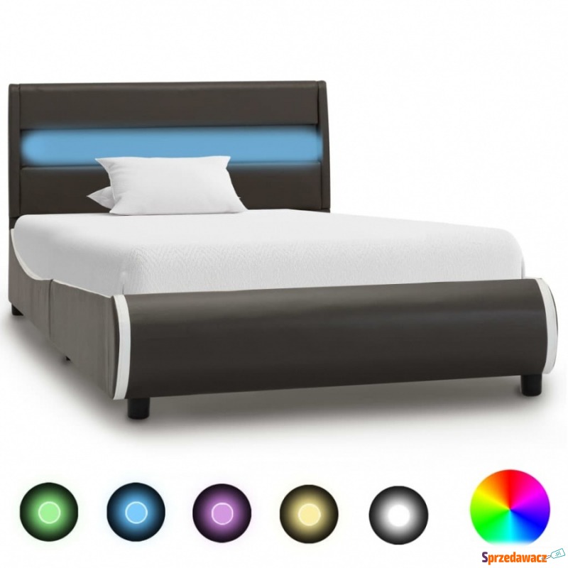 Rama łóżka z LED, antracytowa, sztuczna skóra,... - Łóżka - Tychy