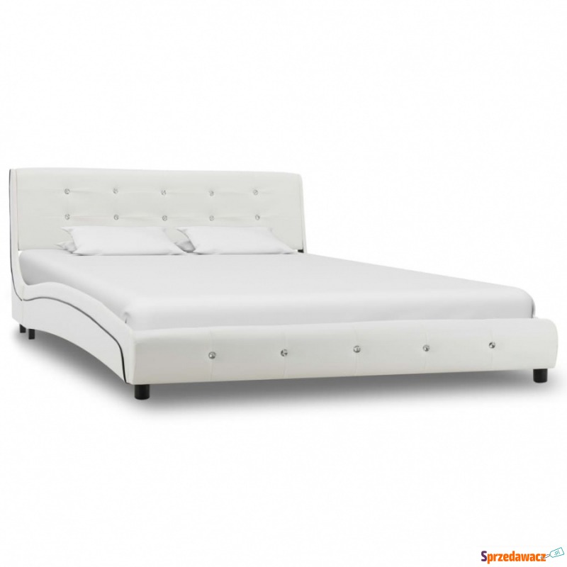 Rama łóżka, biała, sztuczna skóra, 140 x 200 cm - Stelaże do łóżek - Kraczkowa