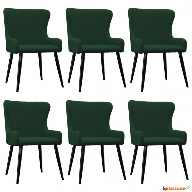 Krzesła jadalniane, 6 szt., zielone, aksamitne - Krzesła do salonu i jadalni - Sosnowiec
