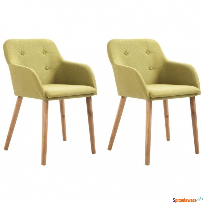 Krzesła stołowe, 2 szt., zielone, tkanina i lity... - Krzesła kuchenne - Lędziny