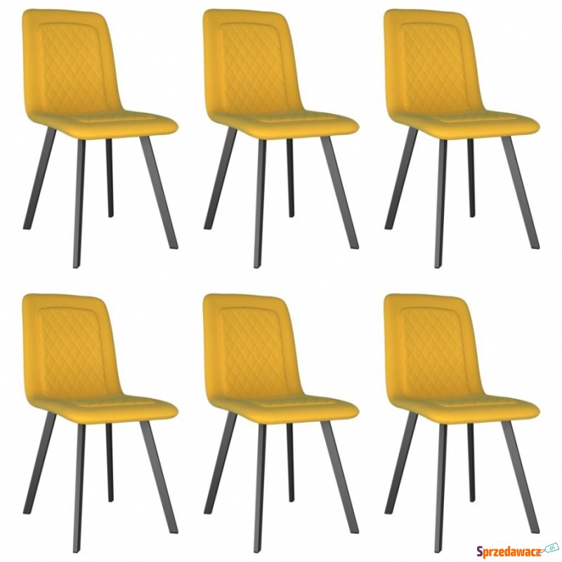 Krzesła stołowe, 6 szt., żółte, aksamitne - Krzesła kuchenne - Grabówka