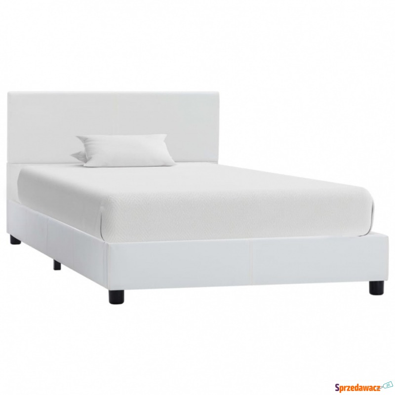 Rama łóżka, biała, sztuczna skóra, 90 x 200 cm - Łóżka - Kędzierzyn-Koźle