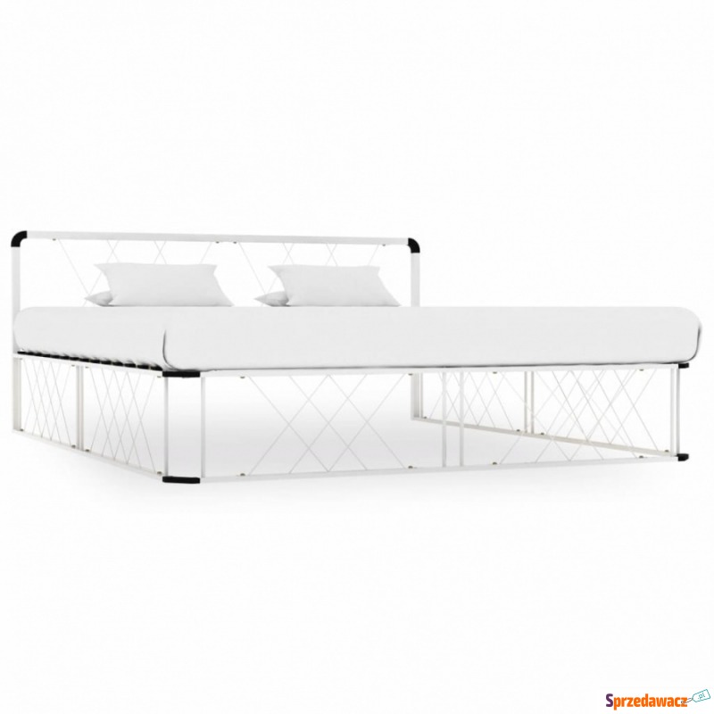Rama łóżka, biała, metalowa, 200 x 200 cm - Stelaże do łóżek - Łomża
