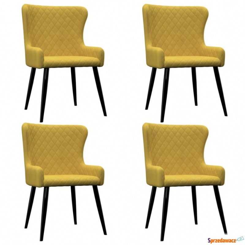 Krzesła jadalniane, 4 szt., żółte, aksamitne - Krzesła do salonu i jadalni - Toruń