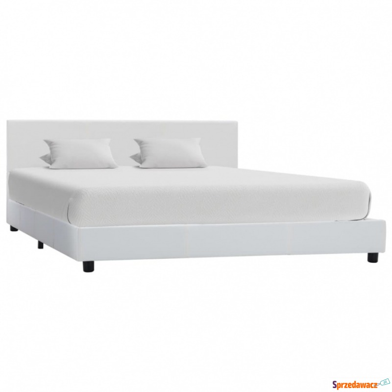 Rama łóżka, biała, sztuczna skóra, 120 x 200 cm - Łóżka - Giżycko