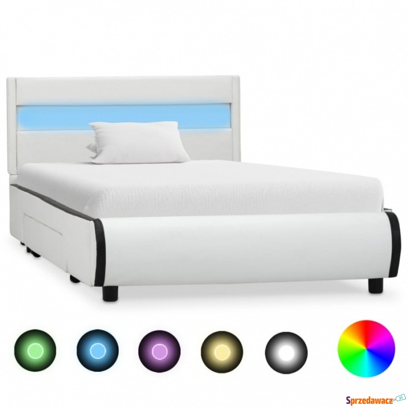 Rama łóżka z LED, biała, sztuczna skóra, 90 x... - Stelaże do łóżek - Jelcz-Laskowice