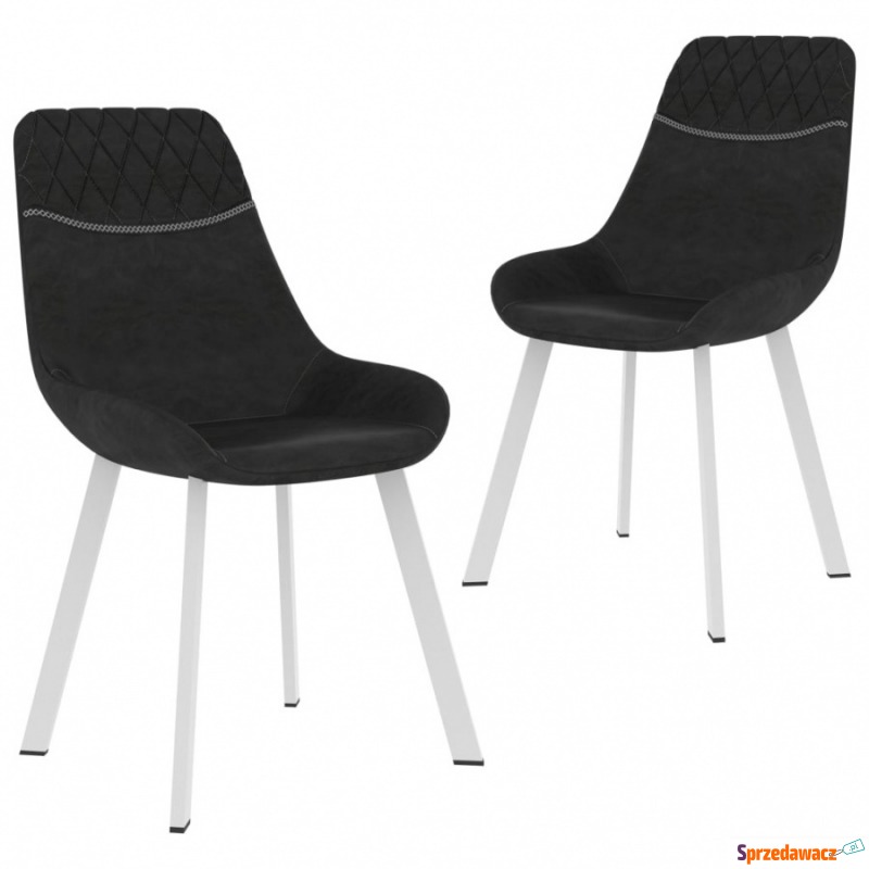 Krzesła jadalniane, 2 szt., czarne, sztuczna skóra - Krzesła do salonu i jadalni - Rzeszów