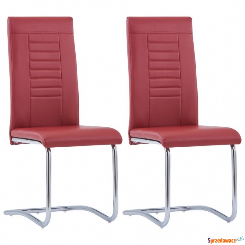 Krzesła stołowe, wspornikowe, 2 szt., czerwone,... - Krzesła kuchenne - Lębork