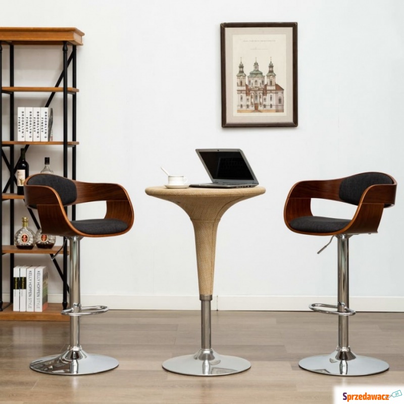 Krzesło barowe, szare, gięte drewno i tkanina - Taborety, stołki, hokery - Stalowa Wola