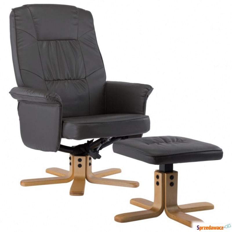 Fotel z podnóżkiem, szary, sztuczna skóra - Krzesła biurowe - Czarne