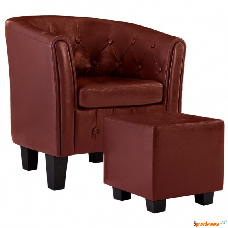 Fotel z podnóżkiem czerwone wino sztuczna skóra - Krzesła biurowe - Pruszcz Gdański