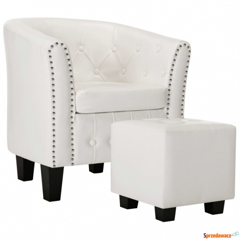 Fotel klubowy z podnóżkiem biały sztuczna skóra - Krzesła biurowe - Jawor