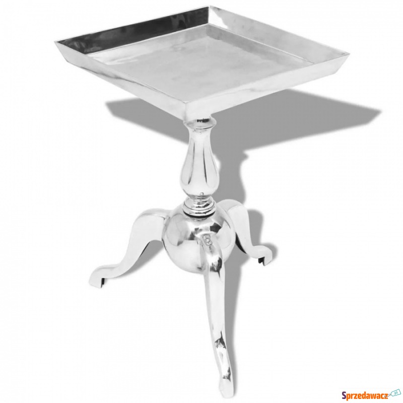 Stolik boczny kwadratowy z aluminium, srebrny - Stoły, stoliki, ławy - Bezrzecze